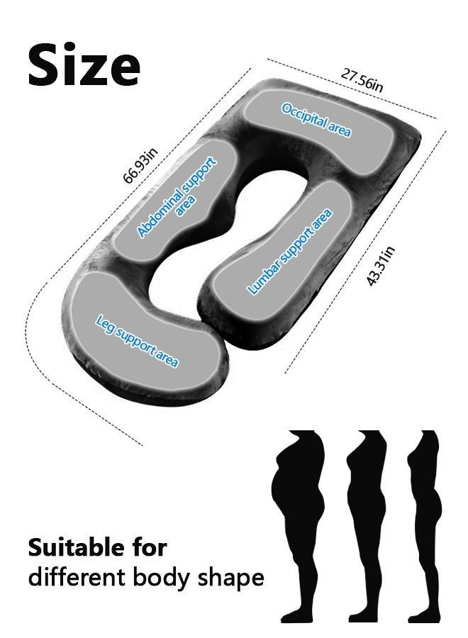 وسادة حمل على شكل حرف G، وسادة أمومة للنوم، وسادة لكامل الجسم ودعم للأمومة مع غطاء مخملي قابل للاستبدال والغسل - Image 5